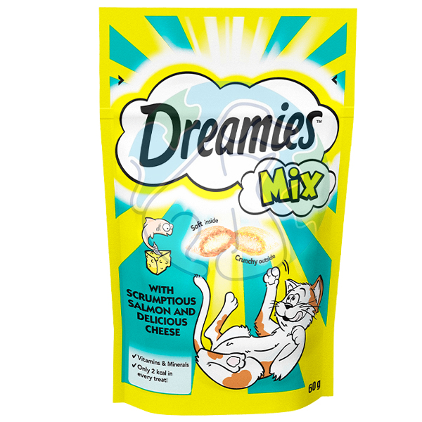 تشویقی مغزدار گربه طعم میکس سالمون و پنیر 60گرمی Dreamies